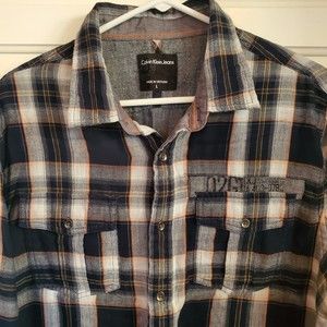 Men's Calvin Klien Blue Flannel Shirt Size L